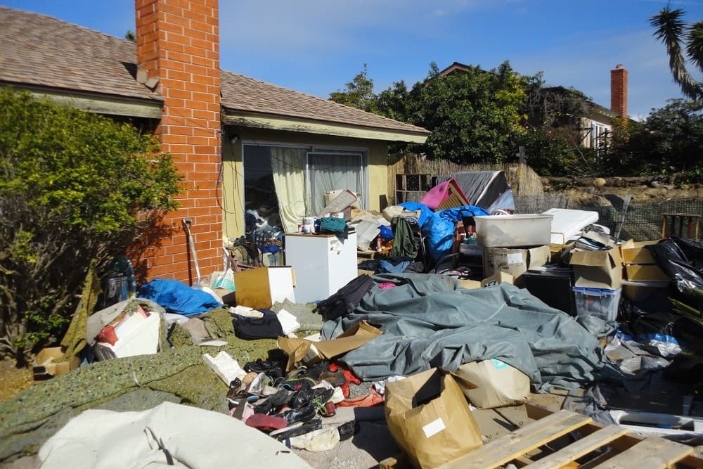 Pile of discarded furniture and household items